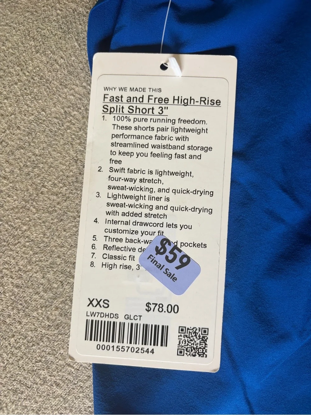lululemon athletica Blue fast and free shorts - Picture 3 of 3